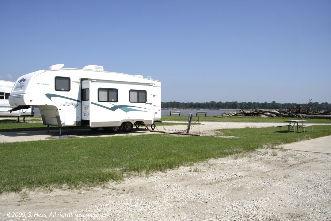 Our trailer and the Mississippi